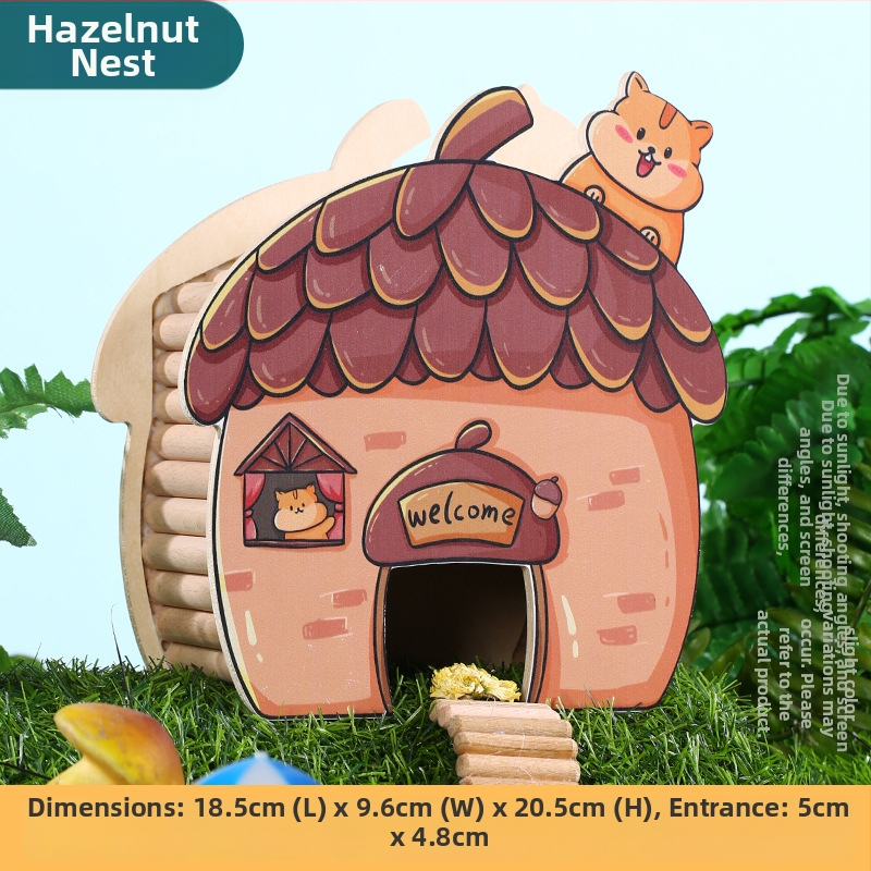 Casă de hamster din lemn, adăpost interior