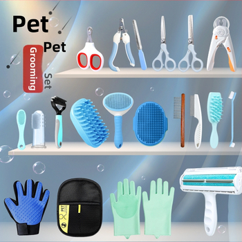 Kit de îngrijire pentru animale de companie: pieptene descurcător, perie pentru păr, foarfecă de tuns, tăietor de unghii, set de îngrijire pentru pisică și câine