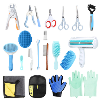 Kit de îngrijire pentru animale de companie: pieptene descurcător, perie pentru păr, foarfecă de tuns, tăietor de unghii, set de îngrijire pentru pisică și câine