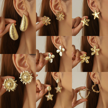 Cercei pentru femei cu design floral creativ, stil modern, aspect premium