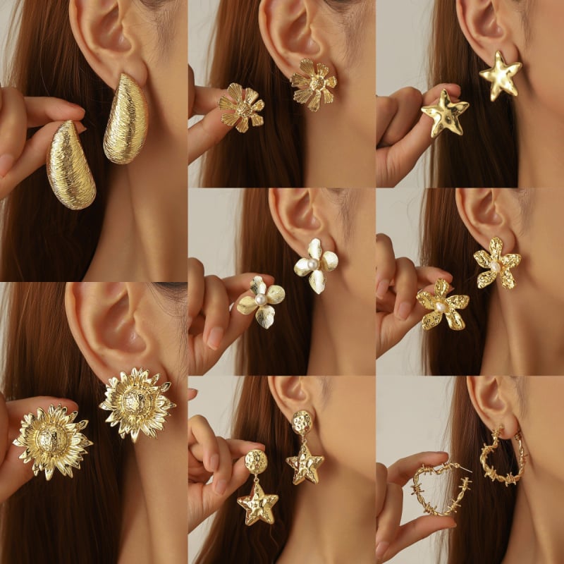 Cercei pentru femei cu design floral creativ, stil modern, aspect premium