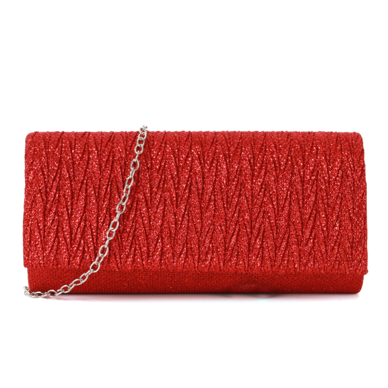Ženska večernja crossbody torbica s irisirajućim plisiranim dizajnom, okruglo dno