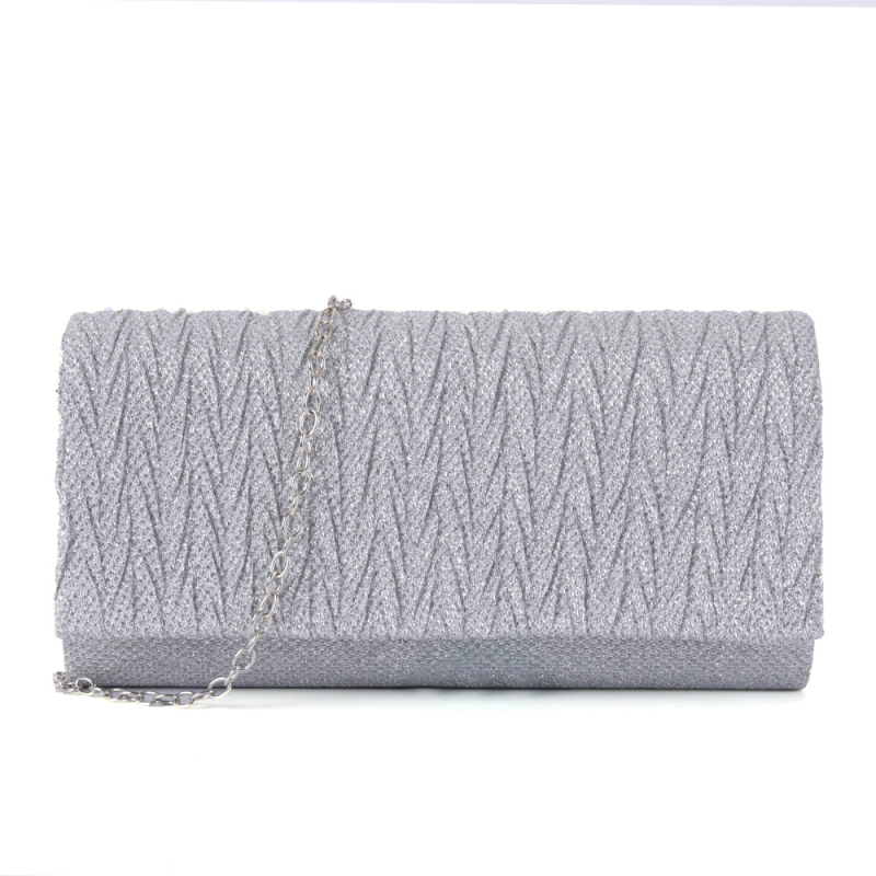 Ženska večernja crossbody torbica s irisirajućim plisiranim dizajnom, okruglo dno