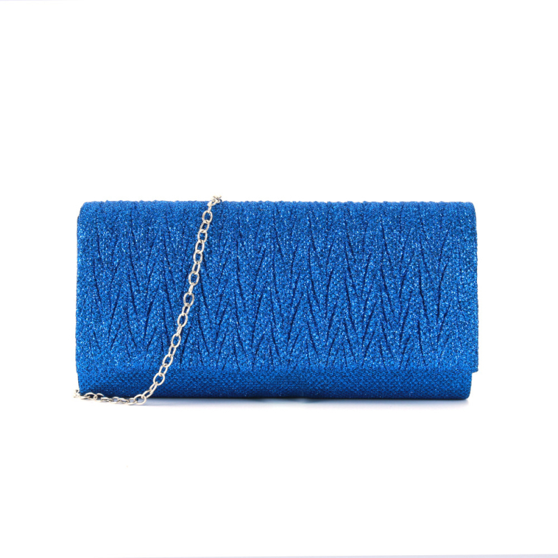 Ženska večernja crossbody torbica s irisirajućim plisiranim dizajnom, okruglo dno