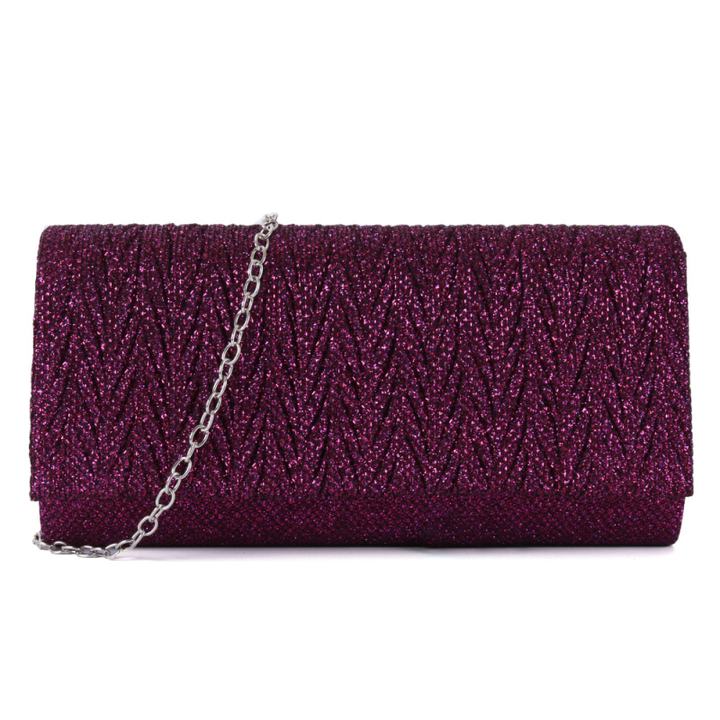 Ženska večernja crossbody torbica s irisirajućim plisiranim dizajnom, okruglo dno