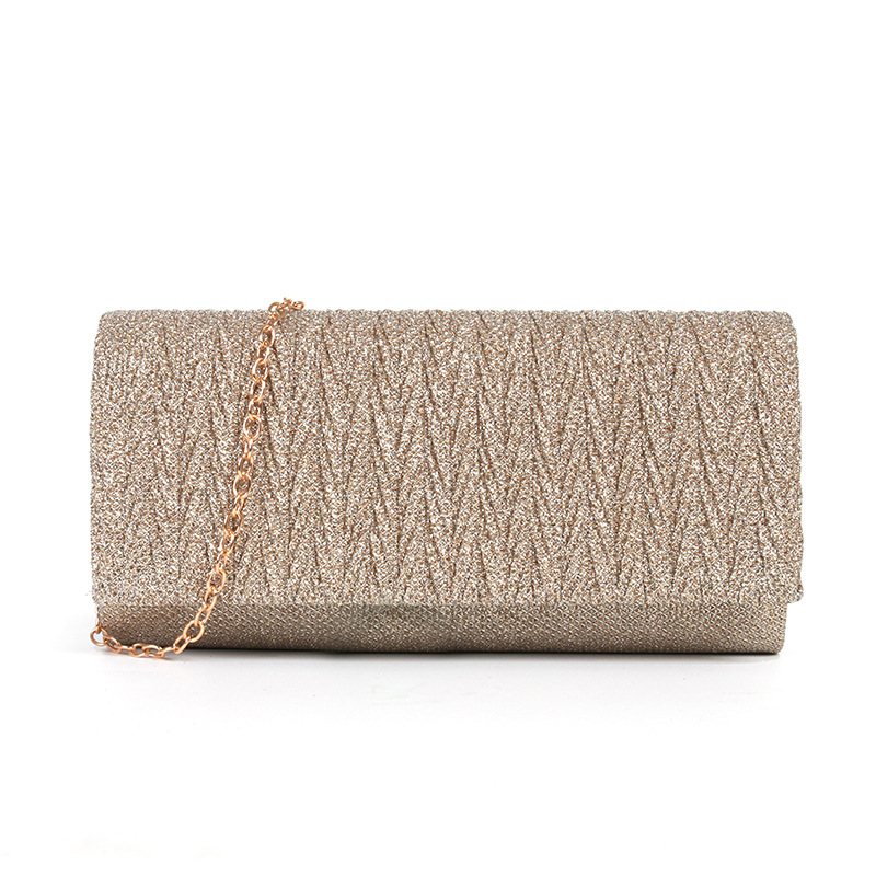 Ženska večernja crossbody torbica s irisirajućim plisiranim dizajnom, okruglo dno
