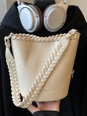 Vară 2026: Geantă bucket crossbody în stil coreean, culoare solidă, capacitate mare, piele PU, buzunar pentru telefon