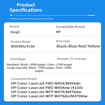 HP W2030A 415A τόνερ κασετίνα για LaserJet M479dn, συμβατή με εκτυπωτές M454d