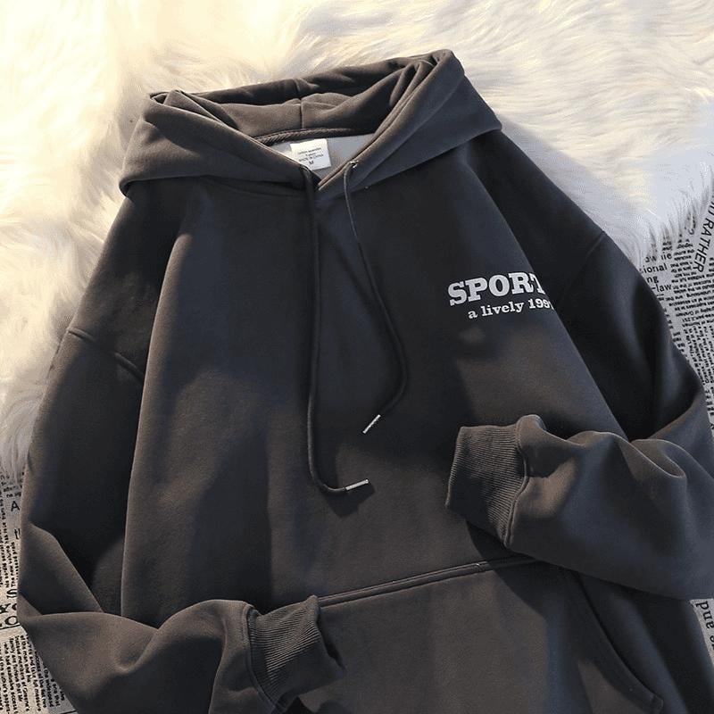 Тежък американски ретро худи със флис подплата за мъже, oversized, качулка, зимен ежедневен топ