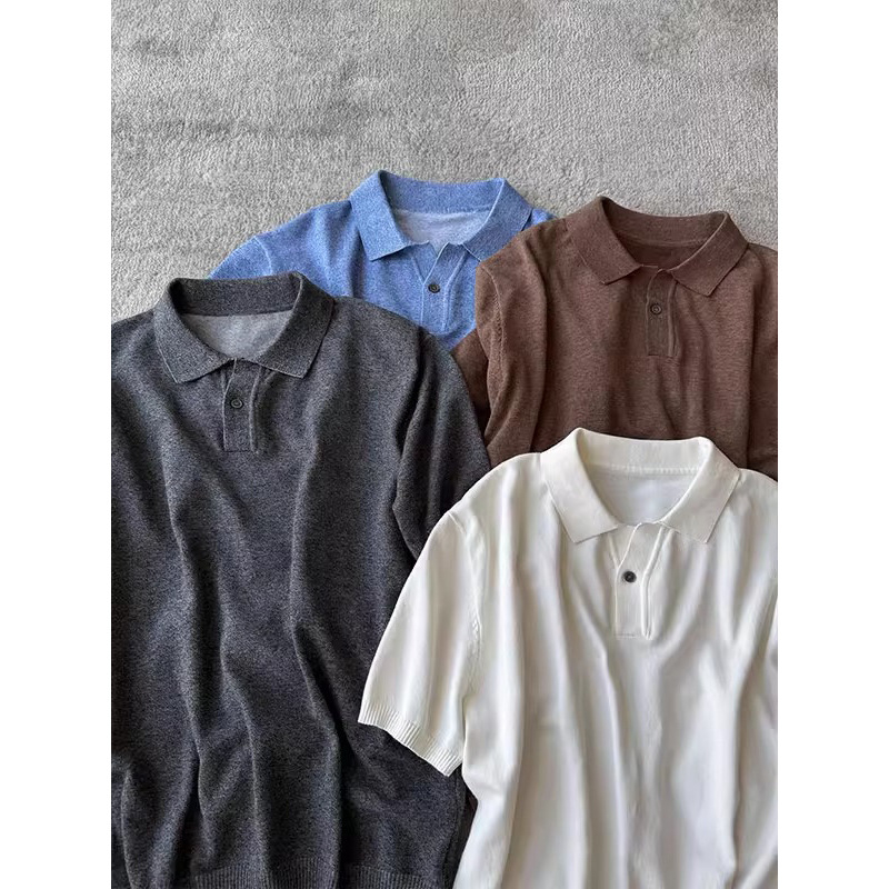 Muški polo s kratkim rukavima Mist Blue, od ice silk tkanine, prozračan, slobodan kroj