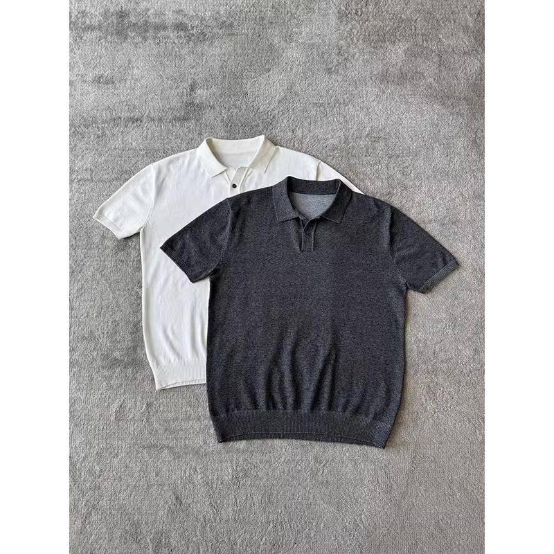 Muški polo s kratkim rukavima Mist Blue, od ice silk tkanine, prozračan, slobodan kroj
