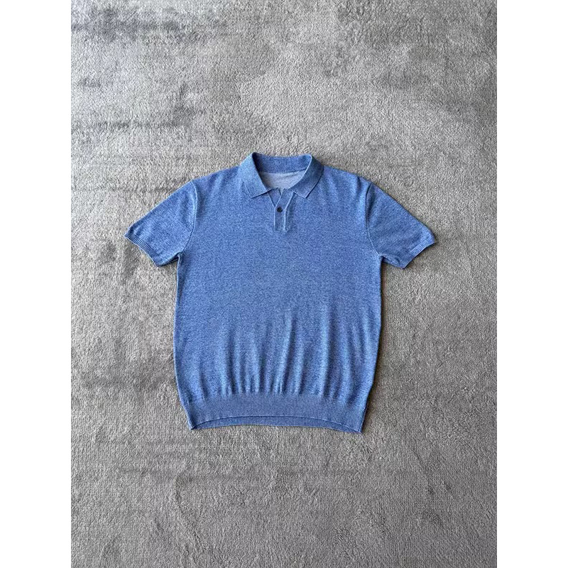 Muški polo s kratkim rukavima Mist Blue, od ice silk tkanine, prozračan, slobodan kroj