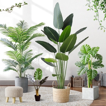 Vještačka biljka u posudi — Ptica raja i Palma putnika, podni bonsai dekoracija za interijer