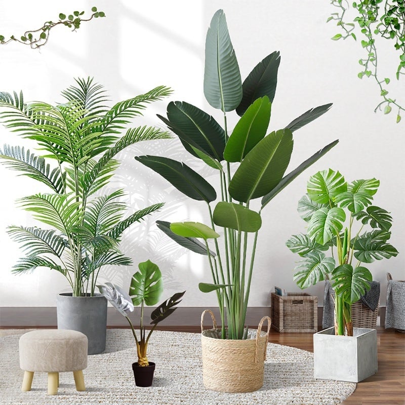 Vještačka biljka u posudi — Ptica raja i Palma putnika, podni bonsai dekoracija za interijer