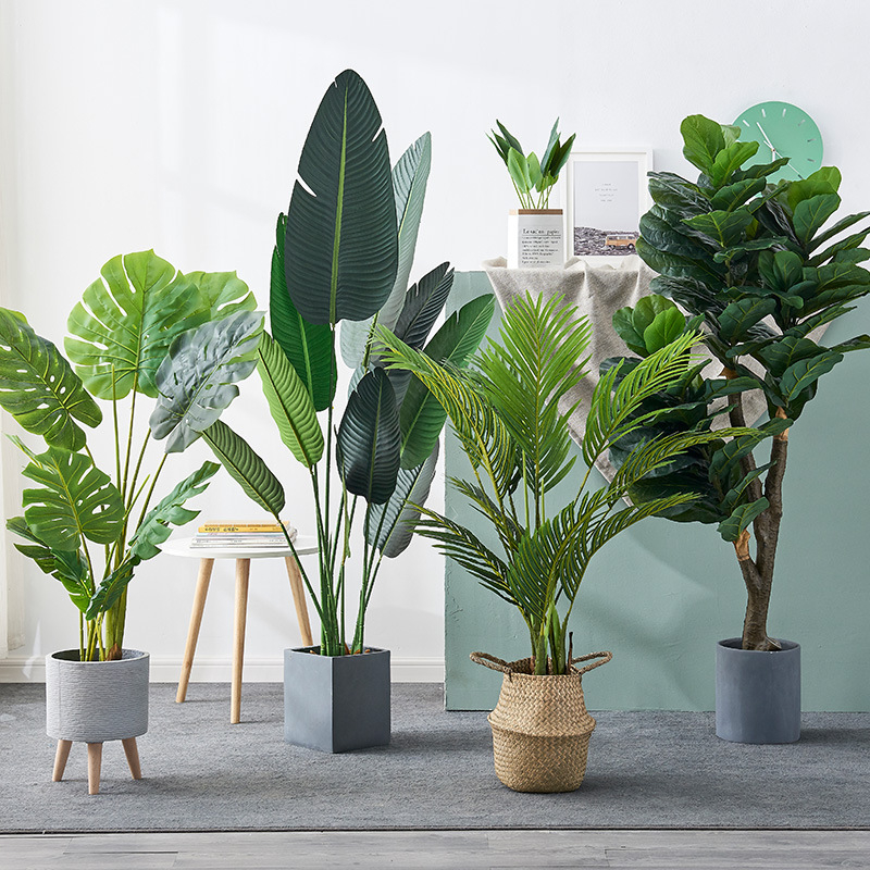 Vještačka biljka u posudi — Ptica raja i Palma putnika, podni bonsai dekoracija za interijer