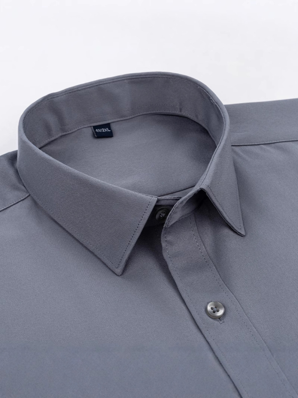 Muška jednobojna košulja s dugim rukavima, poslovni stil, bez glađenja, slim fit, za sve sezone
