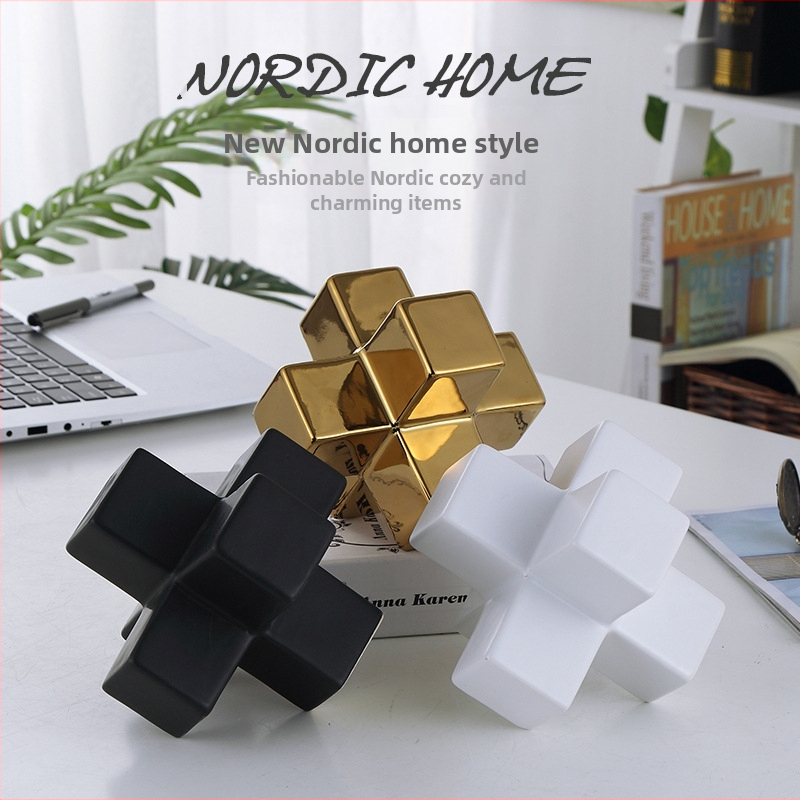 Moderný geometrický keramický ornament, dekorácia pracovnej plochy v severskom štýle