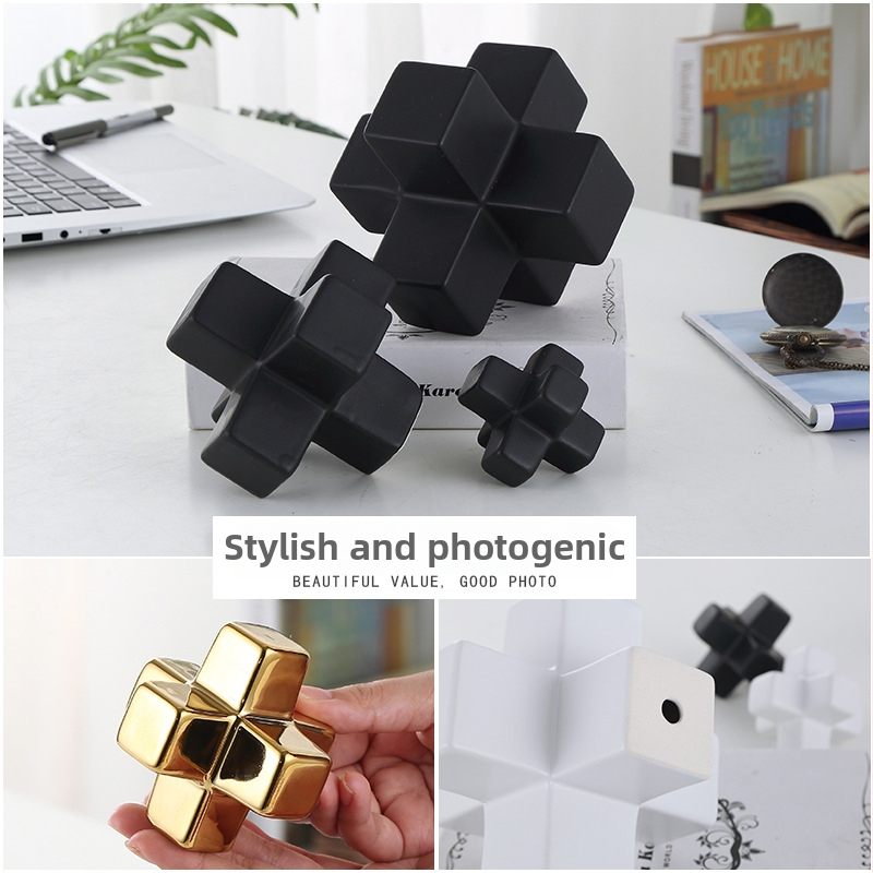 Moderný geometrický keramický ornament, dekorácia pracovnej plochy v severskom štýle