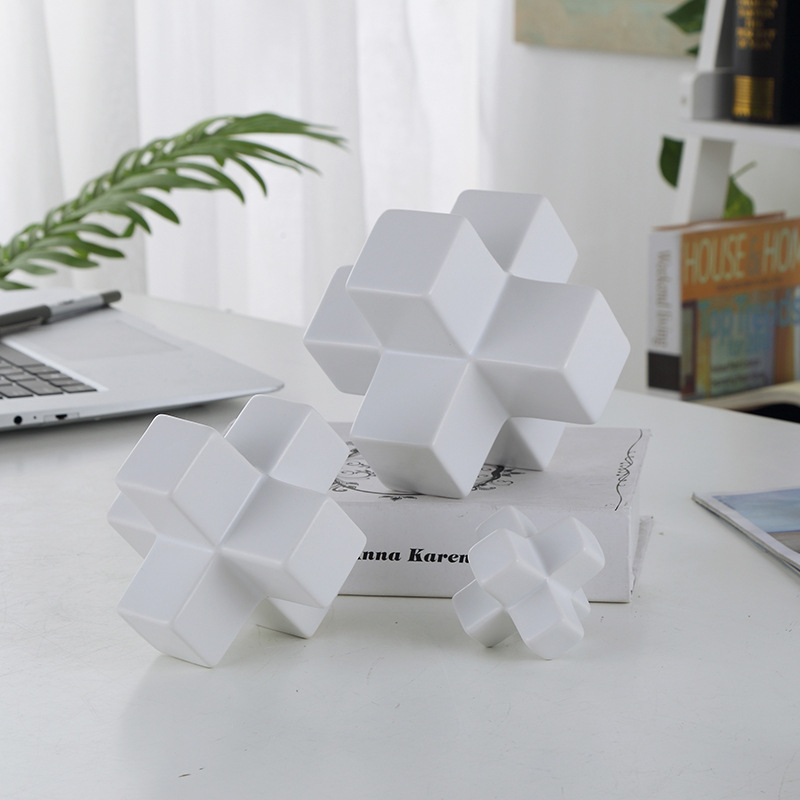 Moderný geometrický keramický ornament, dekorácia pracovnej plochy v severskom štýle