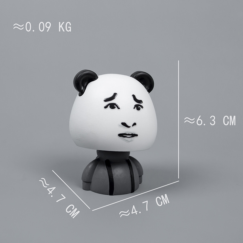 Auto bobblehead inspiriran Internet memovima, panda glava i glava gljive, smola