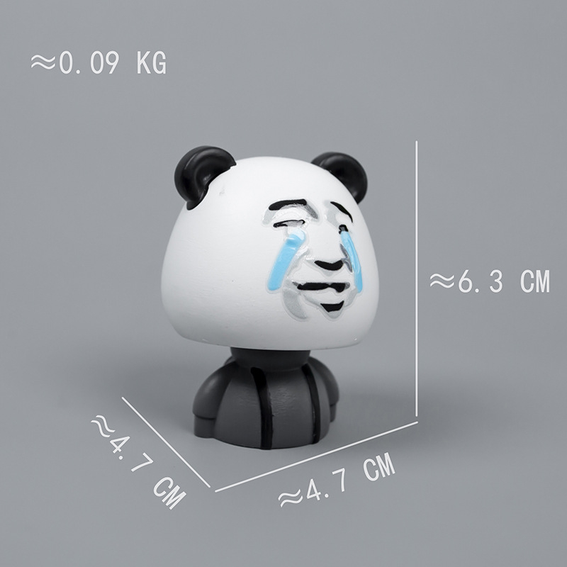 Auto bobblehead inspiriran Internet memovima, panda glava i glava gljive, smola