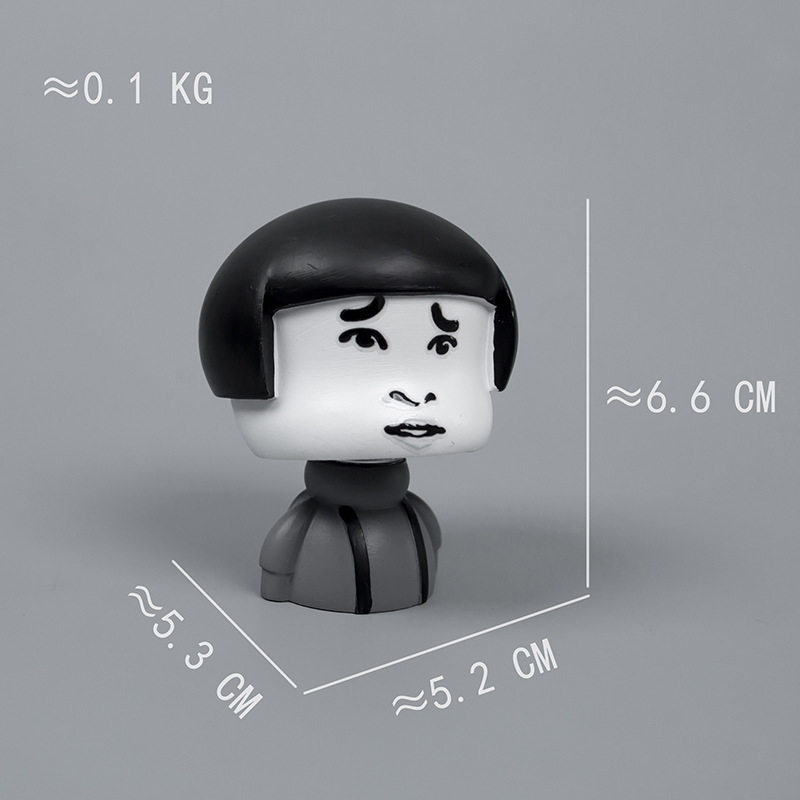 Auto bobblehead inspiriran Internet memovima, panda glava i glava gljive, smola