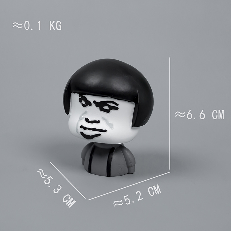 Auto bobblehead inspiriran Internet memovima, panda glava i glava gljive, smola