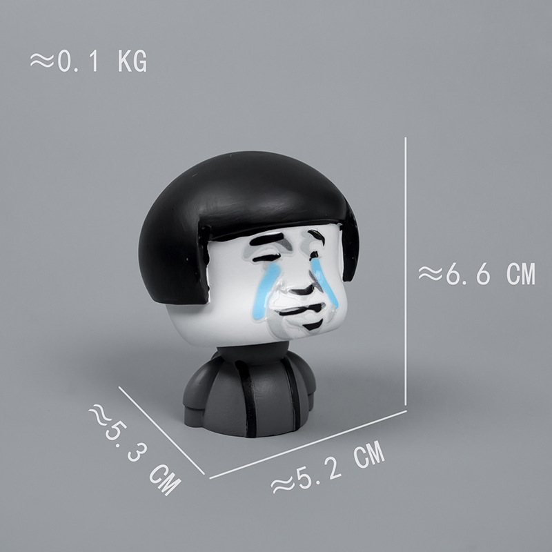 Auto bobblehead inspiriran Internet memovima, panda glava i glava gljive, smola