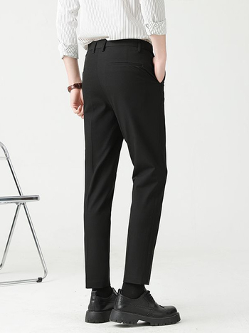 Mingge мъжки едноцветни панталони – Slim Straight, casual бизнес стил, лято 2025