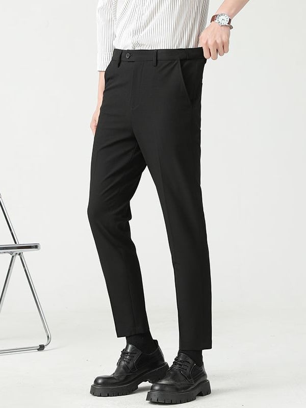 Mingge мъжки едноцветни панталони – Slim Straight, casual бизнес стил, лято 2025