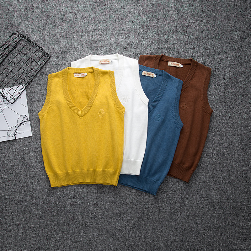 SPEROCK pamučna bezrukavna pletena V-izrez veste, sveučilišni stil, lagani ljetni top