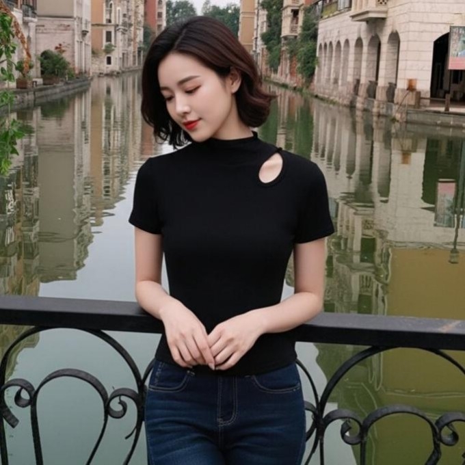 Kratka ljetna majica, plus veličina, svestrana, naglašava liniju, korejski stil, ležerno, jednostavno, moderan top