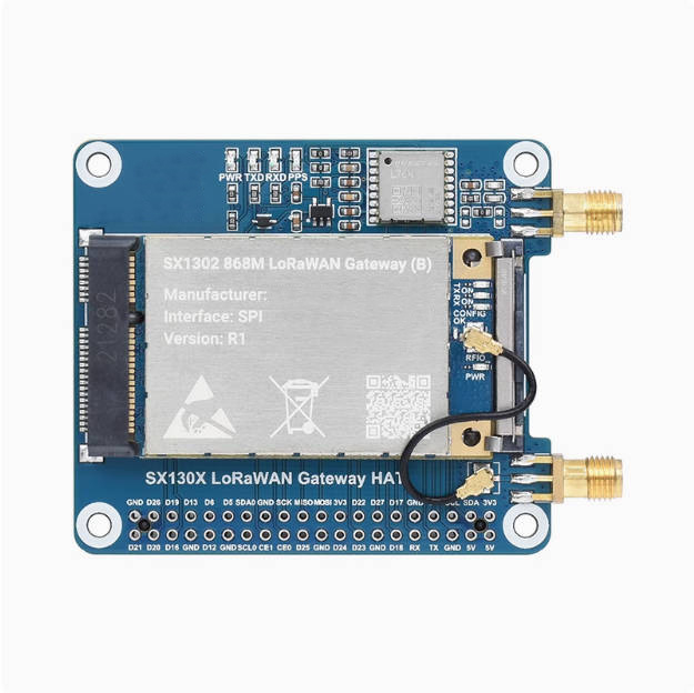 Raspberry Pi LoRaWAN SX1302/1303 gateway bővítőlap 868 MHz / 915 MHz
