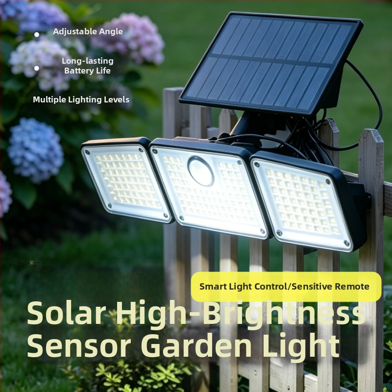 Solarna zidna svjetiljka za vanjski dvorišni put, senzor pokreta i daljinsko upravljanje