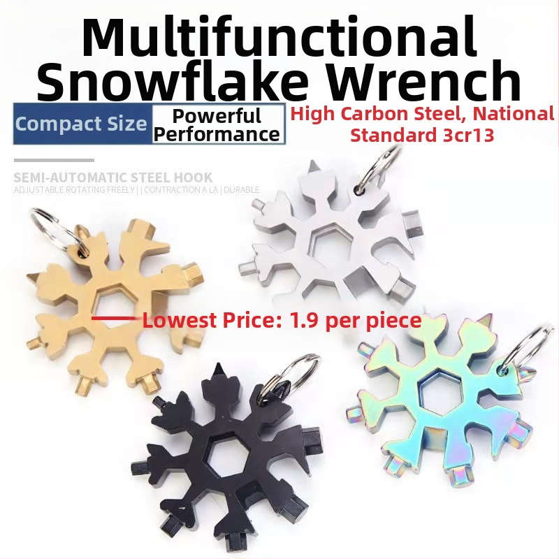 Karta multifunkčného náradia Snowflake s mini skrutkovačom, imbusovými a osemhrannými kľúčmi na domáce použitie