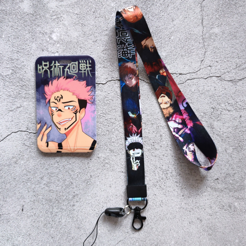 Държач за карти с шнур Jujutsu Kaisen: Gojo Satoru и Megumi Fushiguro, PVC, аниме мърч