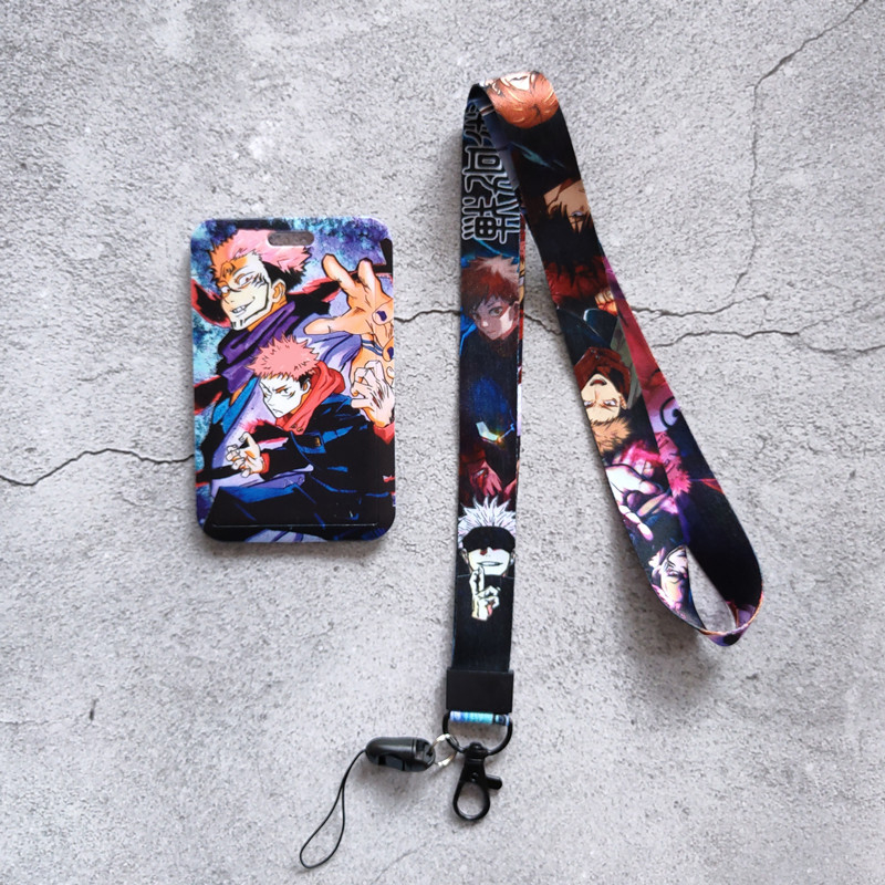 Държач за карти с шнур Jujutsu Kaisen: Gojo Satoru и Megumi Fushiguro, PVC, аниме мърч