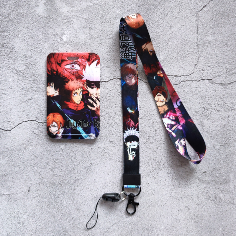 Държач за карти с шнур Jujutsu Kaisen: Gojo Satoru и Megumi Fushiguro, PVC, аниме мърч