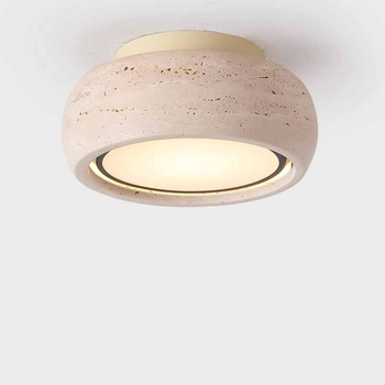 Ploché stropné LED svietidlo na balkón a chodbu, full spectrum, žltý travertín, vintage wabi-sabi štýl, retro vstupné LED