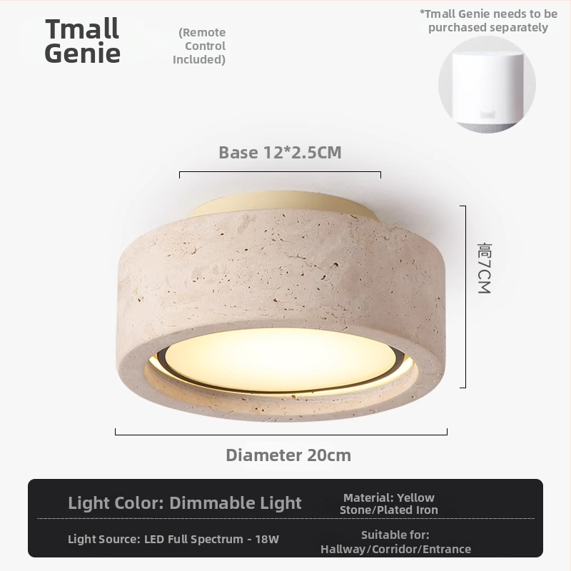Ploché stropné LED svietidlo na balkón a chodbu, full spectrum, žltý travertín, vintage wabi-sabi štýl, retro vstupné LED