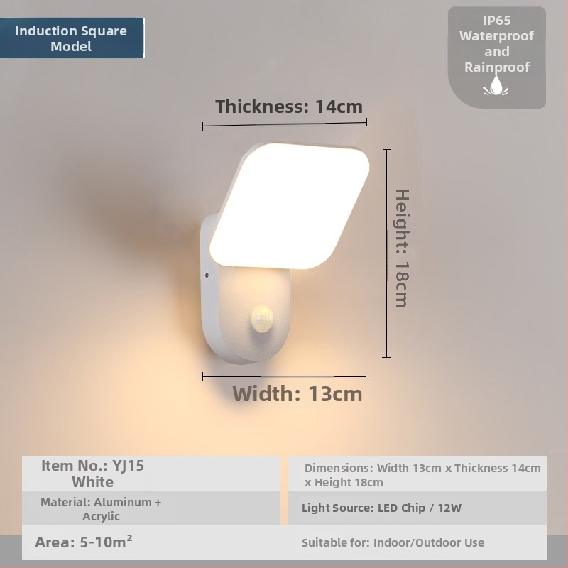 LED εξωτερικός φωτισμός τοίχου με αισθητήρα, αδιάβροχο φως κήπου για αυλή, βεράντα, μπαλκόνι και είσοδο