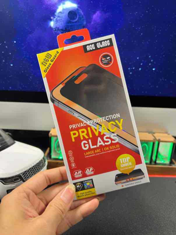 Ütésálló üveg kijelzővédő iPhone 12/13/14 Pro Maxhoz, keret nélküli, teljes érintőképernyő, adatvédelmi védelem
