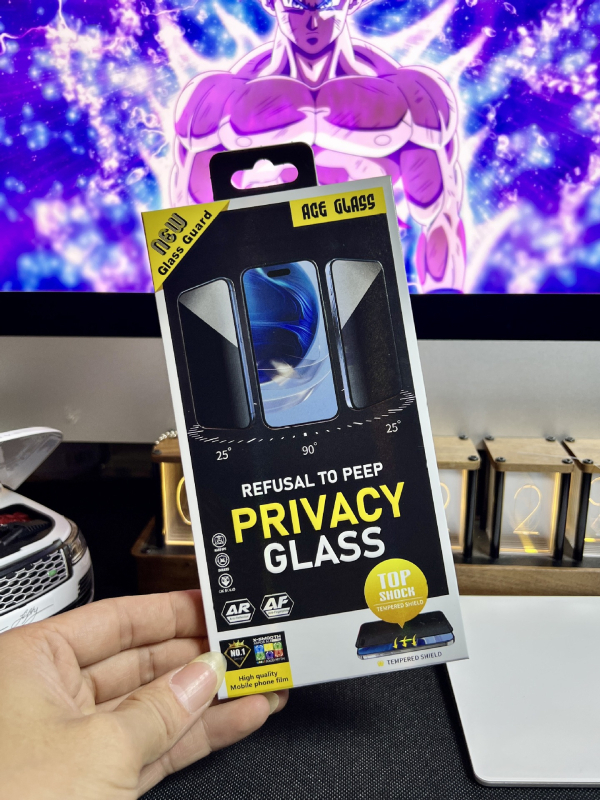 Ütésálló üveg kijelzővédő iPhone 12/13/14 Pro Maxhoz, keret nélküli, teljes érintőképernyő, adatvédelmi védelem