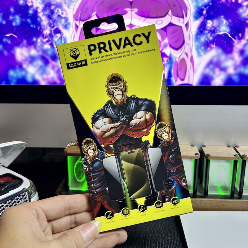 Ütésálló üveg kijelzővédő iPhone 12/13/14 Pro Maxhoz, keret nélküli, teljes érintőképernyő, adatvédelmi védelem