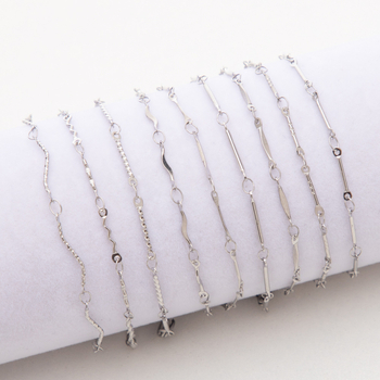 Set de bijuterii din oțel inoxidabil cu lanț tip bară — brățară, colier și brățară de gleznă, accesorii DIY cu finisaj titan