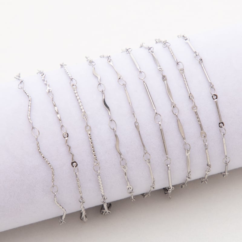 Set de bijuterii din oțel inoxidabil cu lanț tip bară — brățară, colier și brățară de gleznă, accesorii DIY cu finisaj titan