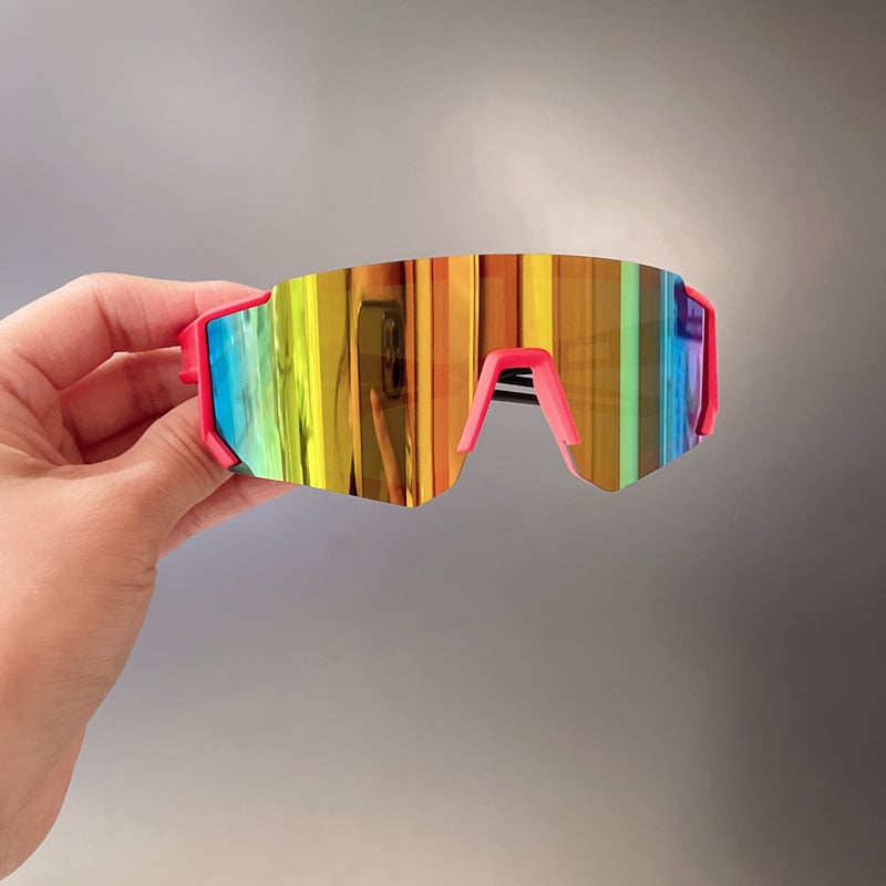 Ochelari de soare pentru copii cu lentile oglindă, anti vânt, UV385, ramă din rășină, stil hip-hop