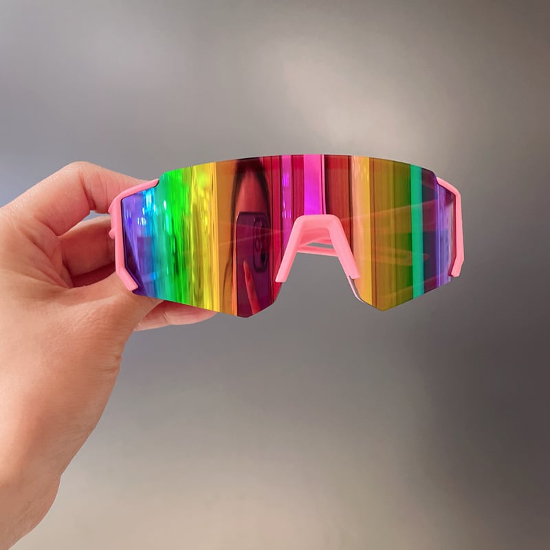Ochelari de soare pentru copii cu lentile oglindă, anti vânt, UV385, ramă din rășină, stil hip-hop