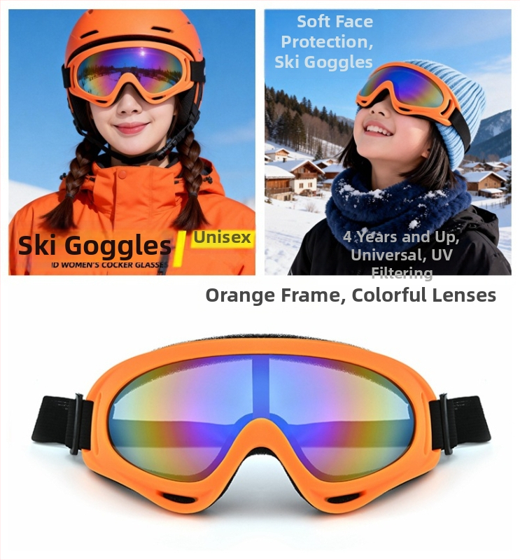 Ochelari de ski și ochelari de soare pentru zăpadă, rezistenți la vânt și călduroși pentru activități în aer liber, pentru adulți și copii
