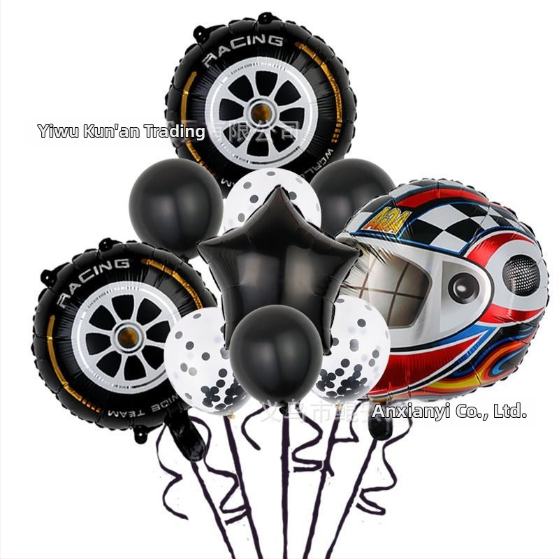 Set baloane din folie de aluminiu cu temă de curse, 18 inch, decor pentru petrecere de zi de naștere